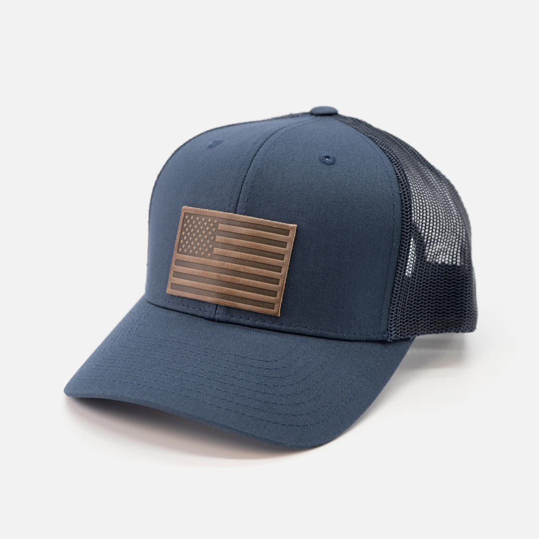 American Flag Hat - Range Leather Co.-Hats-Navy-Ardent Patriot Apparel Co.