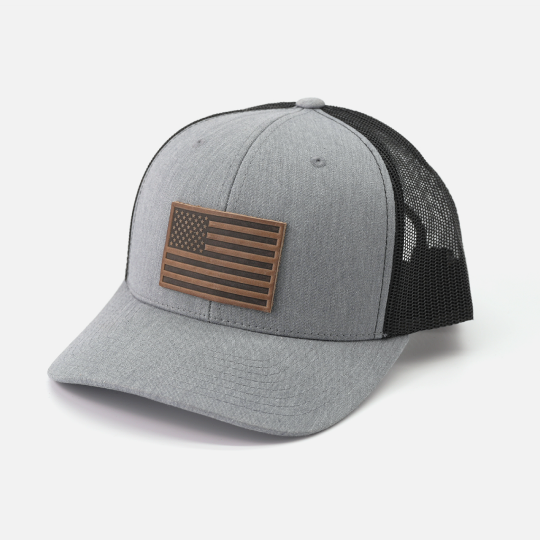 American Flag Hat - Range Leather Co.-Hats-Heather Gray/Black-Ardent Patriot Apparel Co.