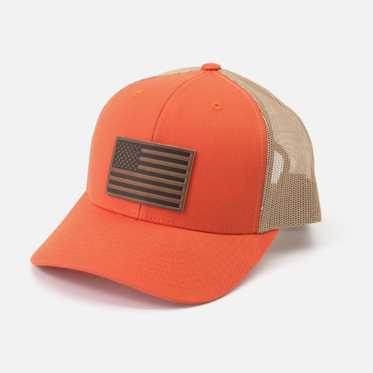 American Flag Hat - Range Leather Co.-Hats-Orange/Khaki-Ardent Patriot Apparel Co.
