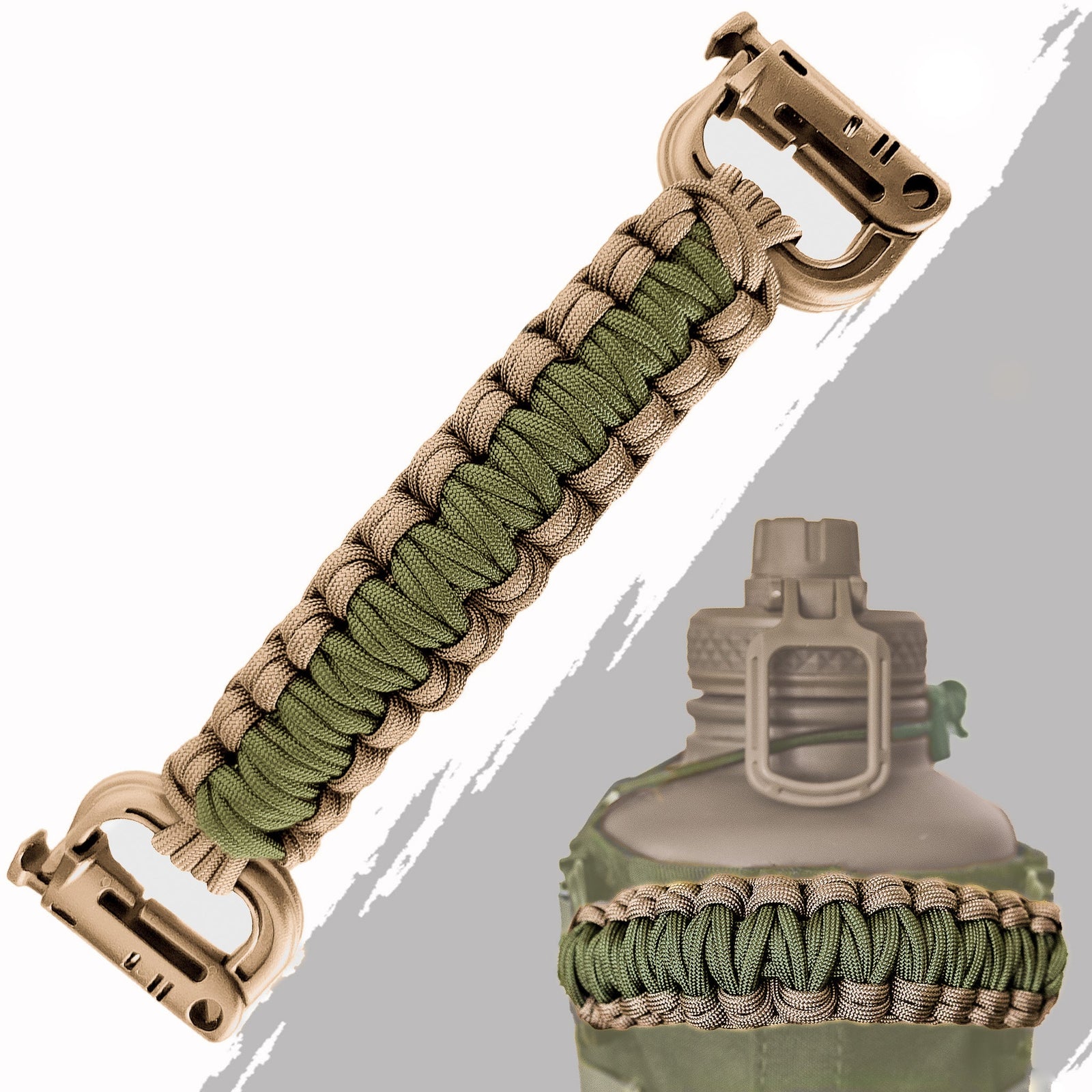 Paracord Handles - Iron Infidel-Water Bottle Accessories-Green & Tan-Ardent Patriot Apparel Co.