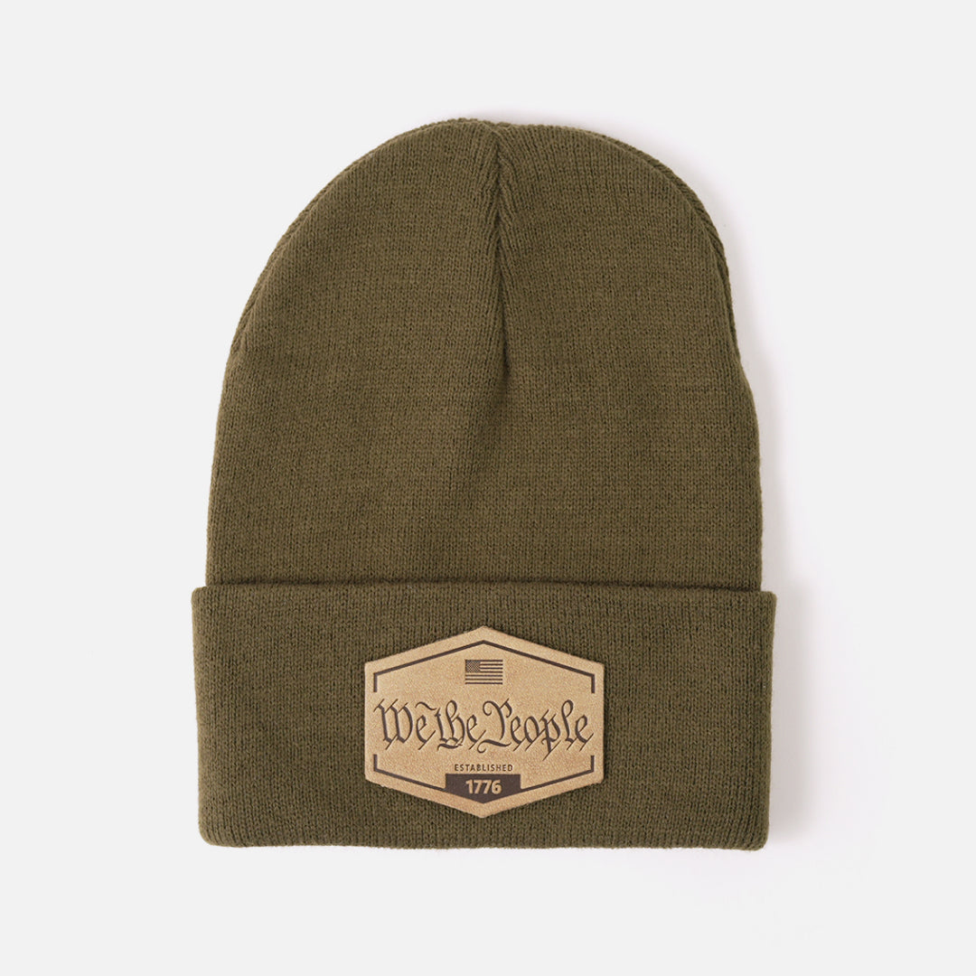 We The People Knit Beanie - Range Leather Co.-Beanie-Olive-Ardent Patriot Apparel Co.