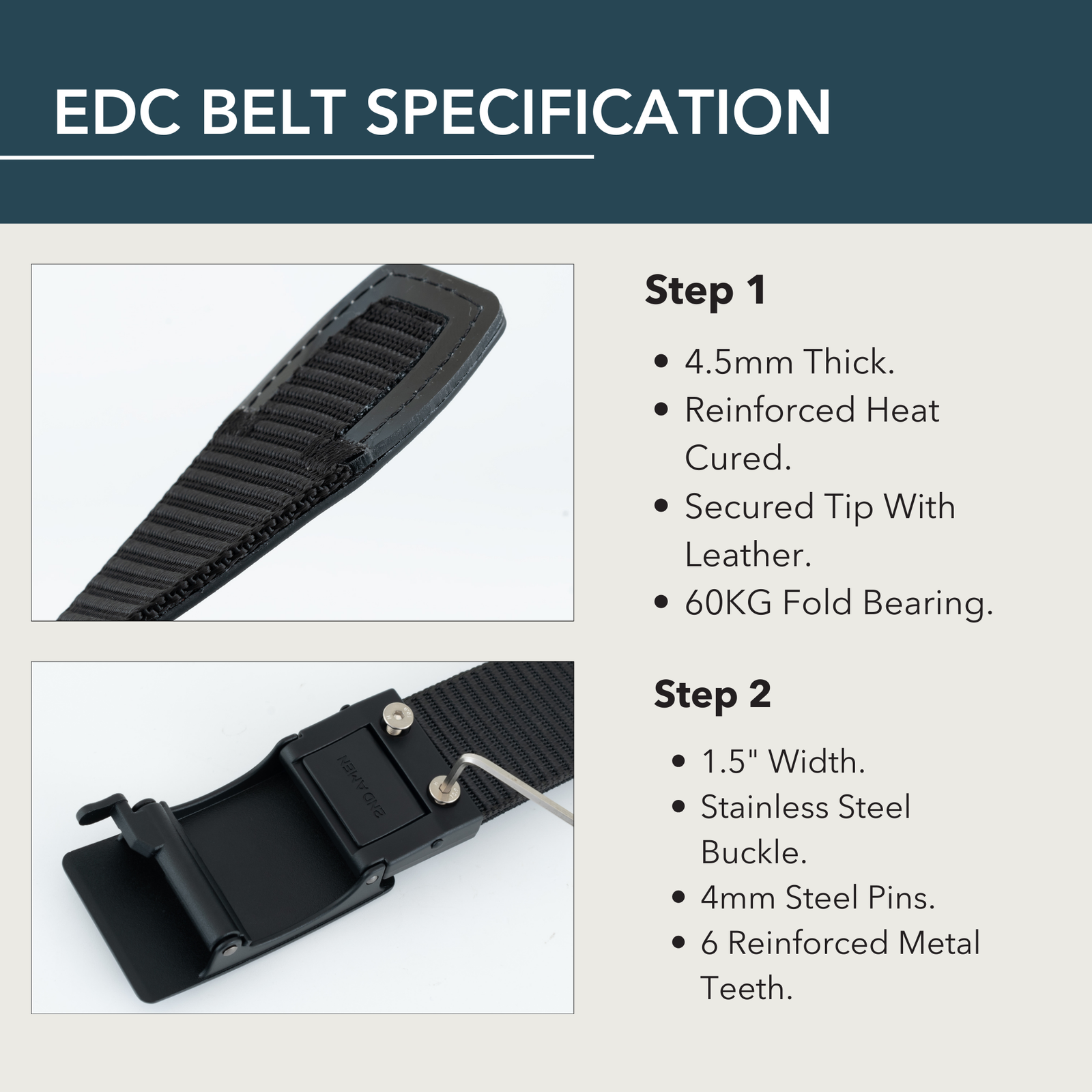 Protector 1.0 EDC Belt 1.38" Width For Everyday Carry - 2ND AMEN EDC
