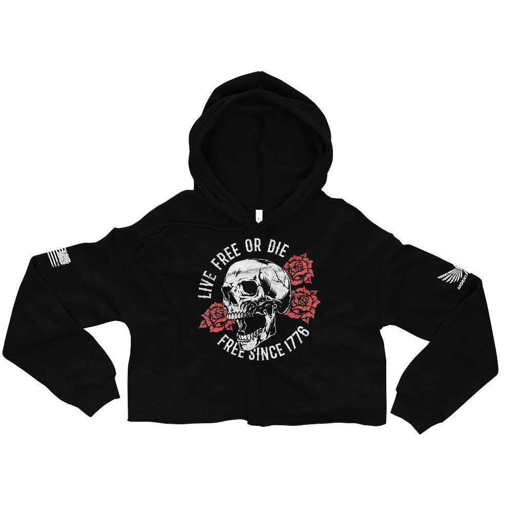 Live Free Or Die Vintage Crop Hoodie-Crop Hoodie-S-Ardent Patriot Apparel Co.
