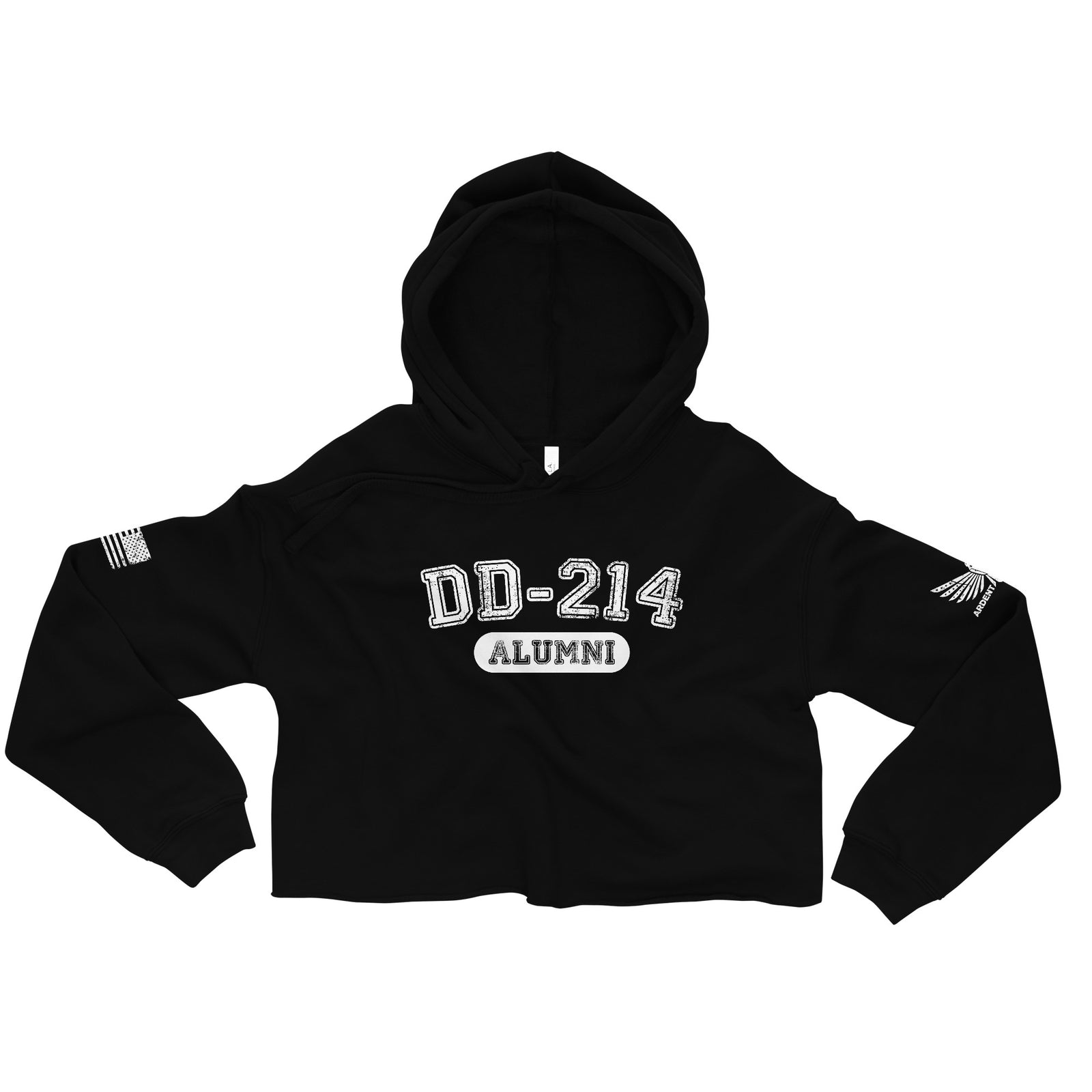 DD-214 Alumni Crop Hoodie-Crop Hoodie-Black-S-Ardent Patriot Apparel Co.