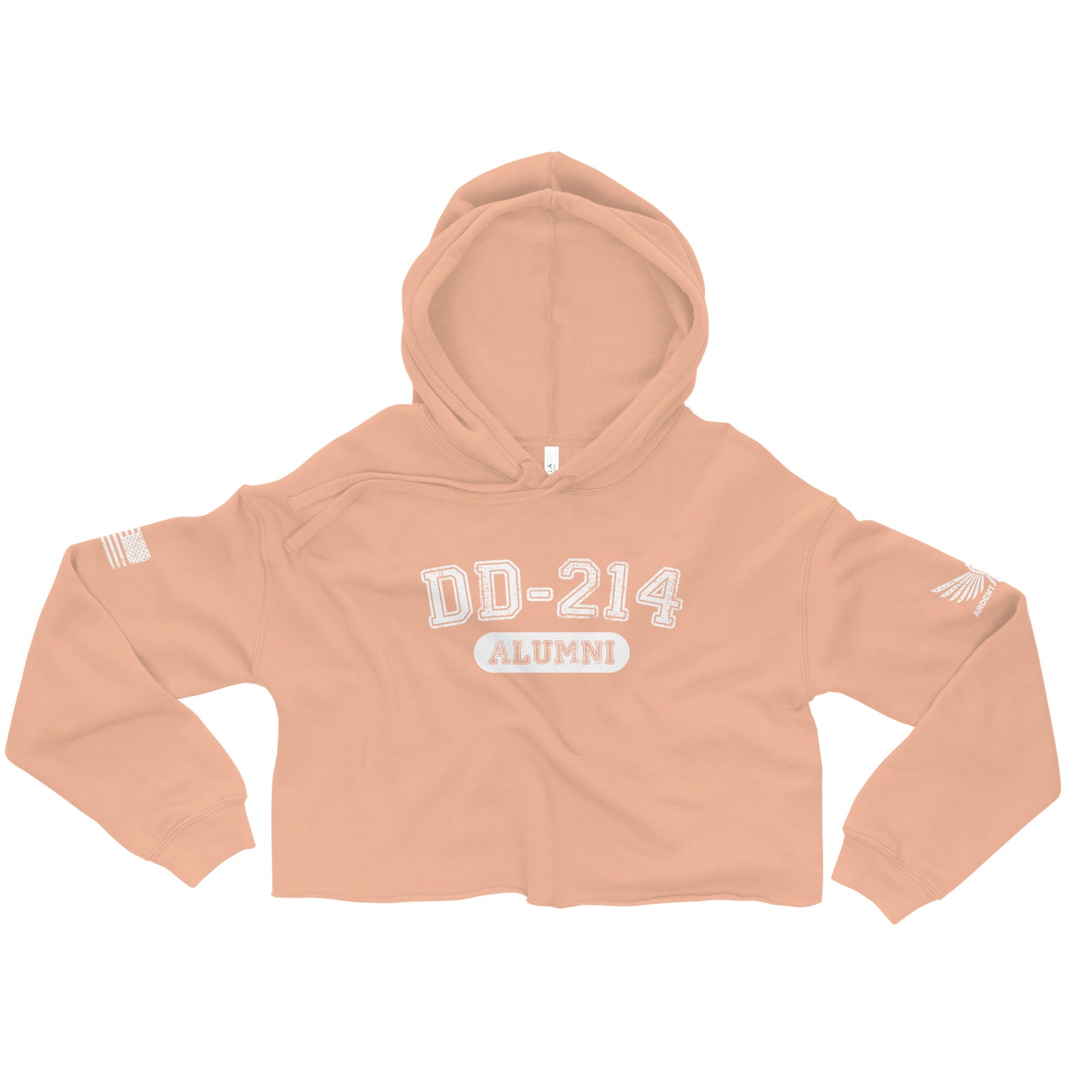 DD-214 Alumni Crop Hoodie-Crop Hoodie-Peach-S-Ardent Patriot Apparel Co.