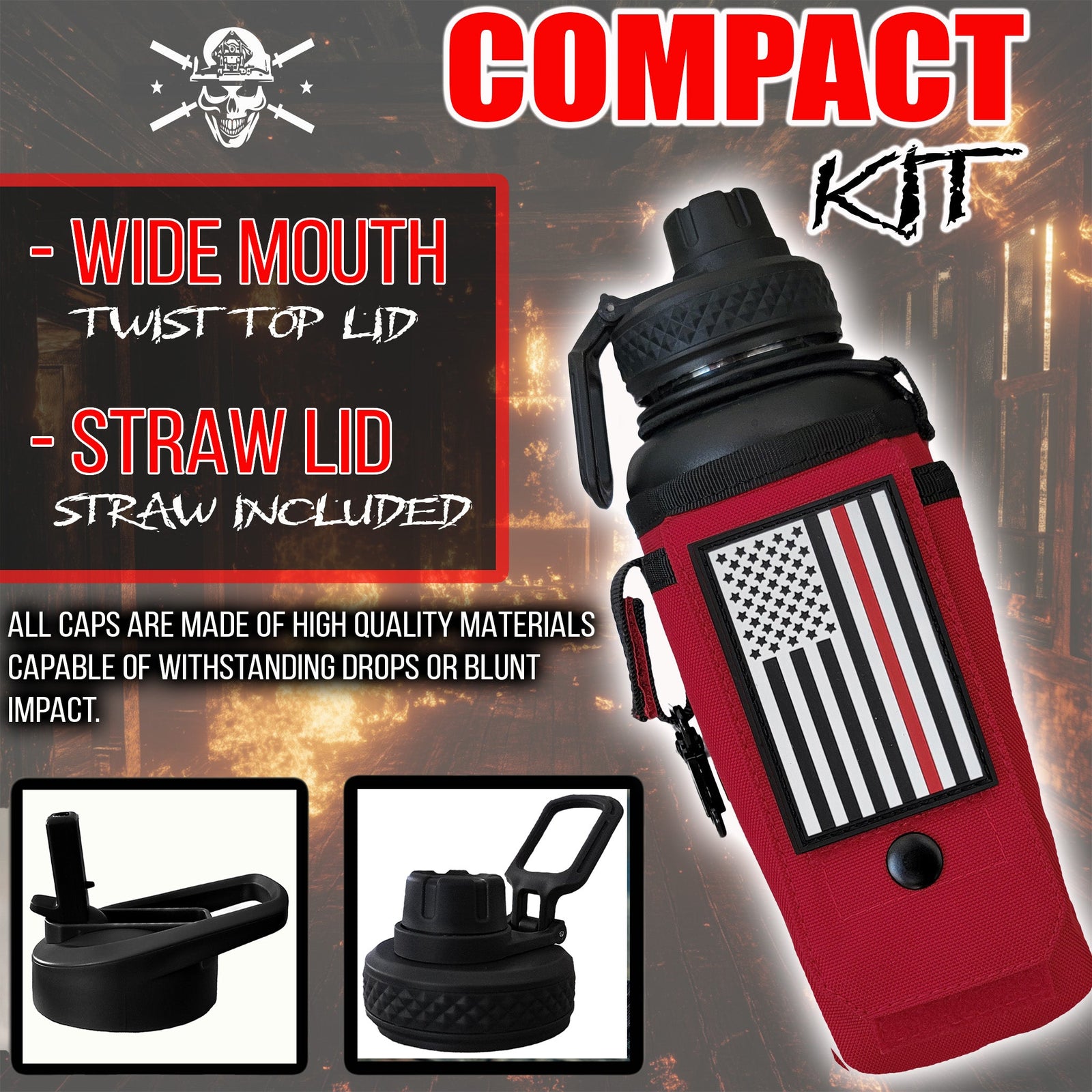 32oz Compact Battle Bottles - Iron Infidel-Water Bottles-Ardent Patriot Apparel Co.