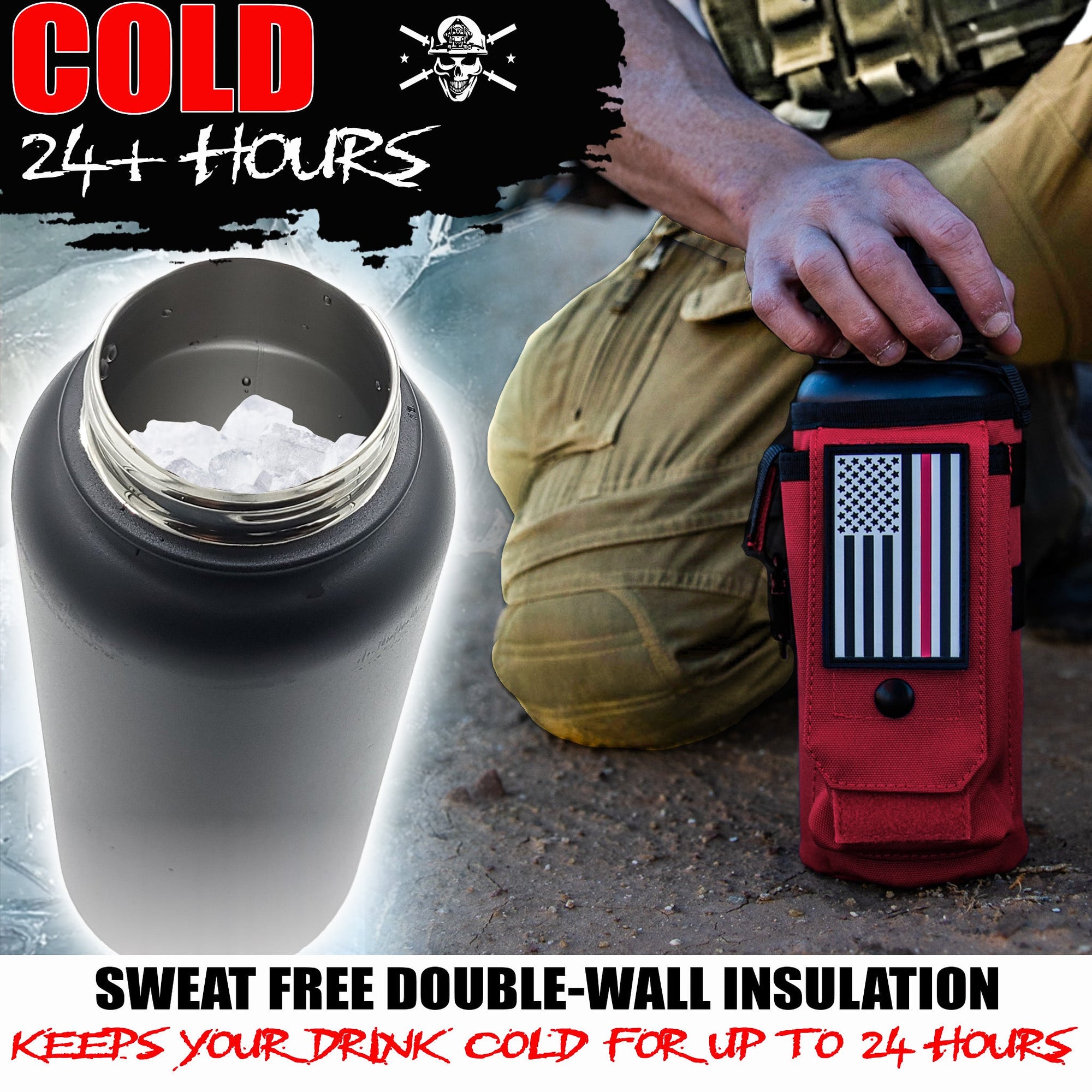 32oz Compact Battle Bottles - Iron Infidel-Water Bottles-Ardent Patriot Apparel Co.