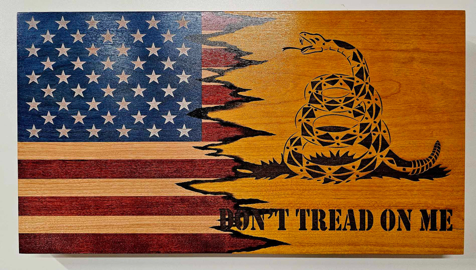 Don't Tread On Me Handcrafted Patriotic Wall Flag – Made by U.S. Veterans - American Grains LLC