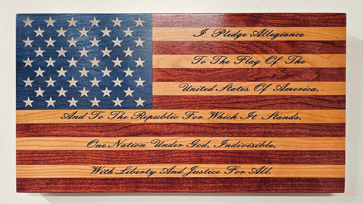 Pledge of Allegiance Handcrafted Patriotic Wall Flag – Made by U.S. Veterans - American Grains LLC