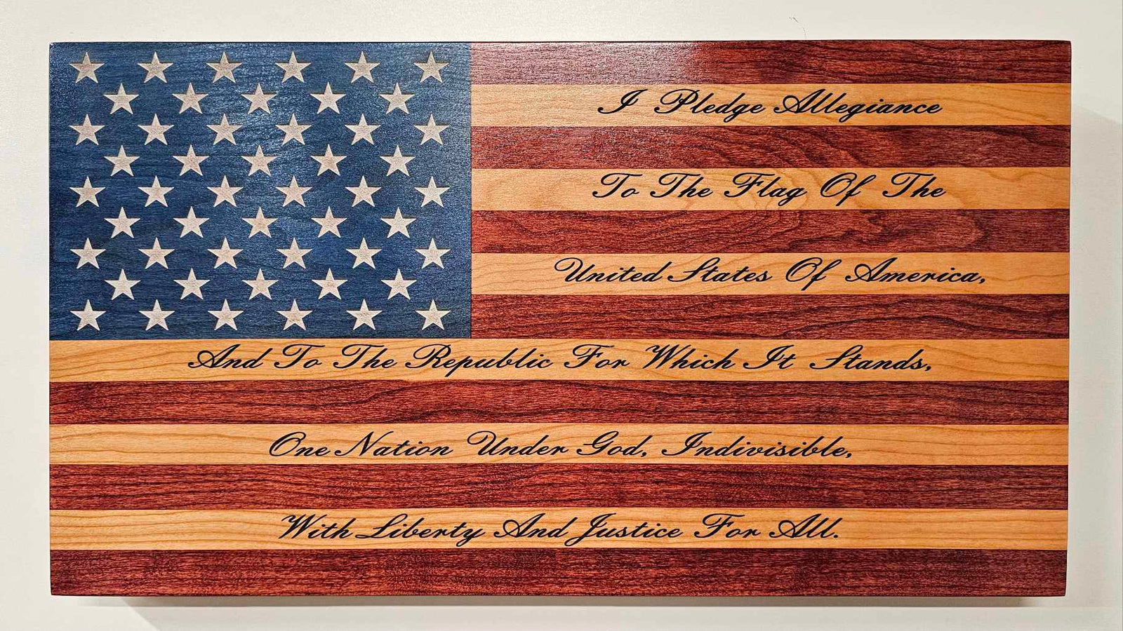 Pledge of Allegiance Handcrafted Patriotic Wall Flag – Made by U.S. Veterans - American Grains LLC