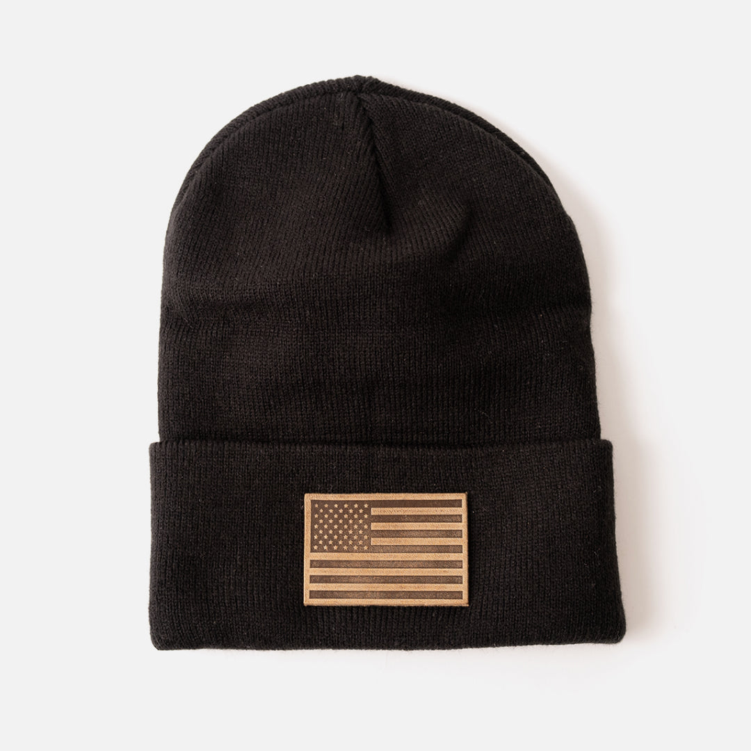 American Flag Knit Beanie - Range Leather Co.-Beanie-Black-Ardent Patriot Apparel Co.