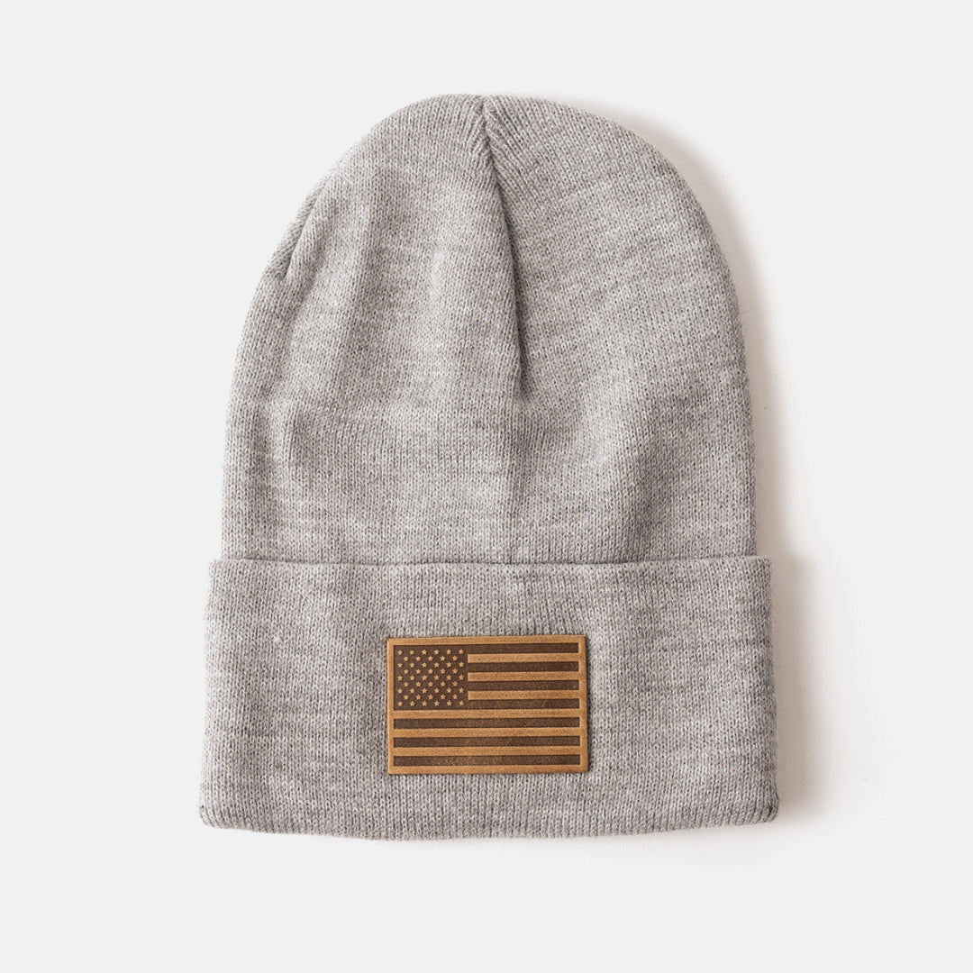 American Flag Knit Beanie - Range Leather Co.-Beanie-Gray-Ardent Patriot Apparel Co.