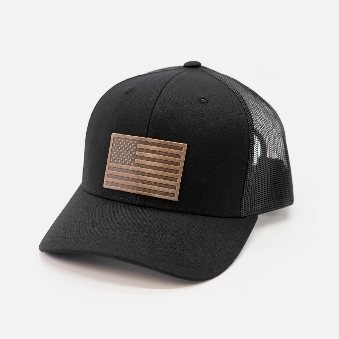American Flag Hat - Range Leather Co.-Hats-Black-Ardent Patriot Apparel Co.