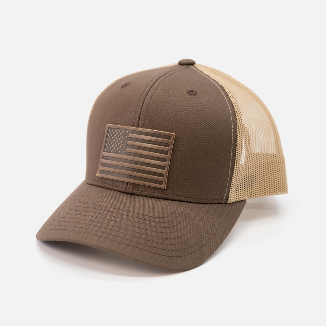 American Flag Hat - Range Leather Co.-Hats-Brown/Khaki-Ardent Patriot Apparel Co.