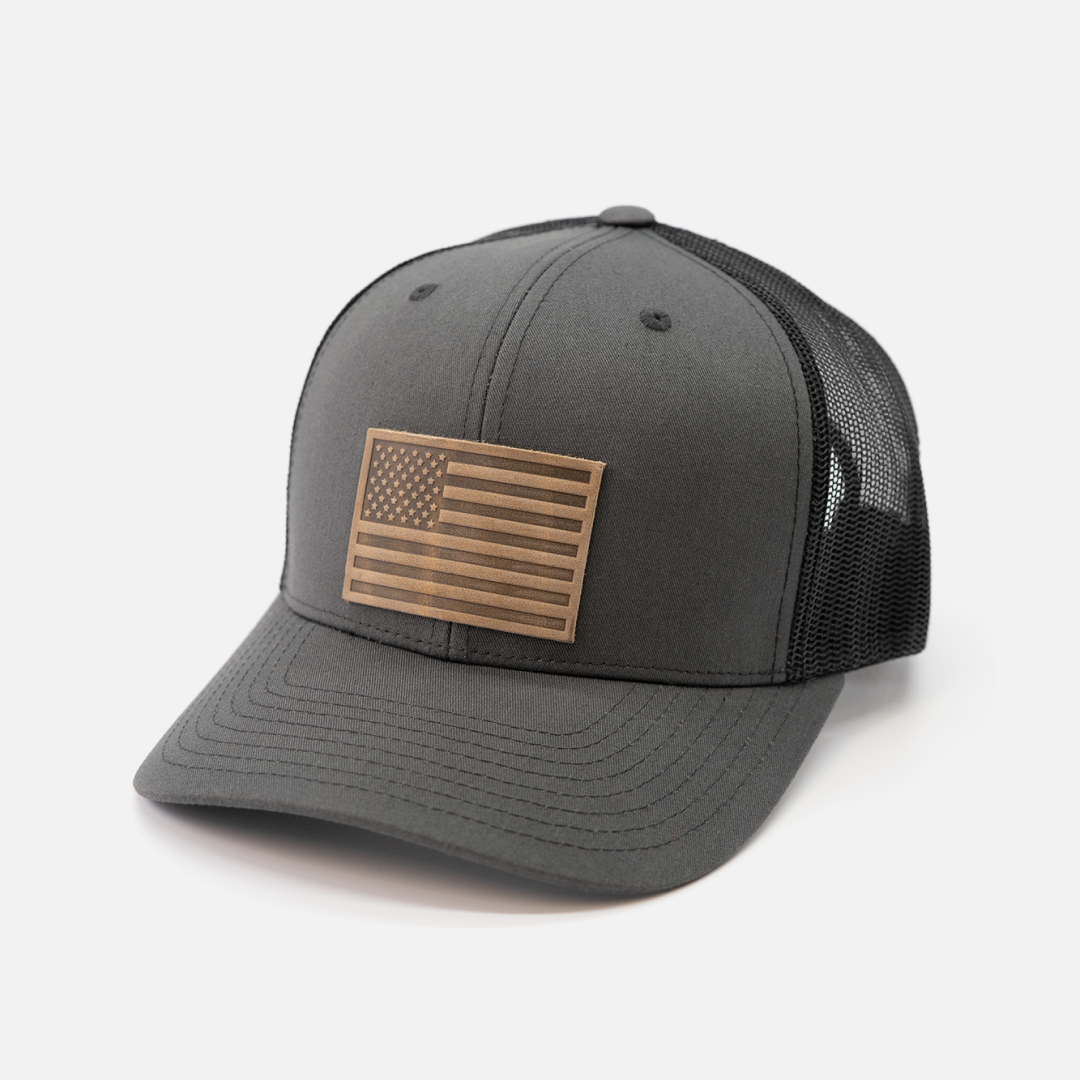 American Flag Hat - Range Leather Co.-Hats-Charcoal/Black-Ardent Patriot Apparel Co.