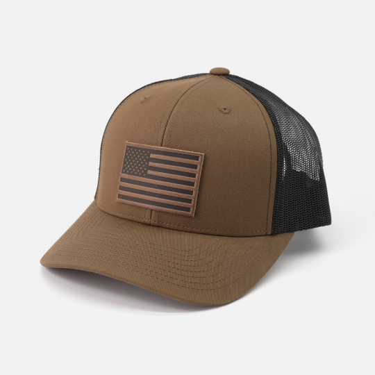 American Flag Hat - Range Leather Co.-Hats-Coyote Brown/Black-Ardent Patriot Apparel Co.