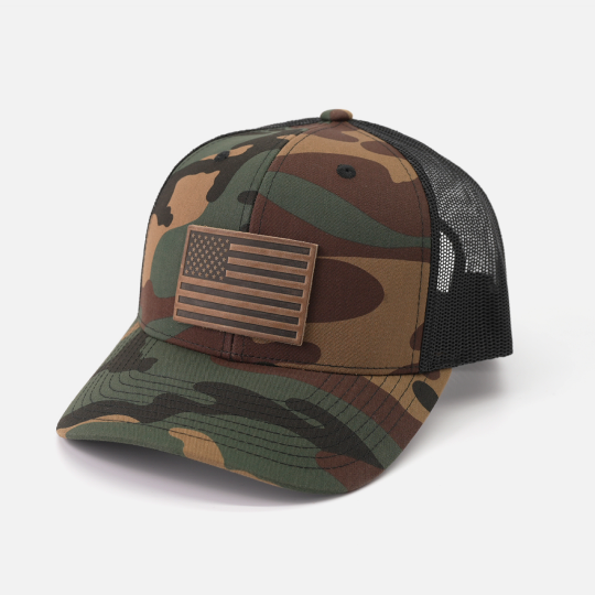 American Flag Hat - Range Leather Co.-Hats-Green Camo/Black-Ardent Patriot Apparel Co.