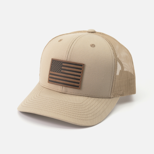 American Flag Hat - Range Leather Co.-Hats-Khaki-Ardent Patriot Apparel Co.