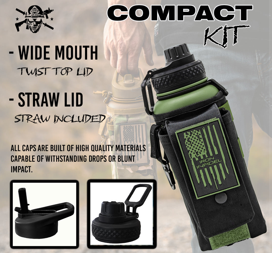 32oz Compact Battle Bottles - Iron Infidel-Water Bottles-Ardent Patriot Apparel Co.
