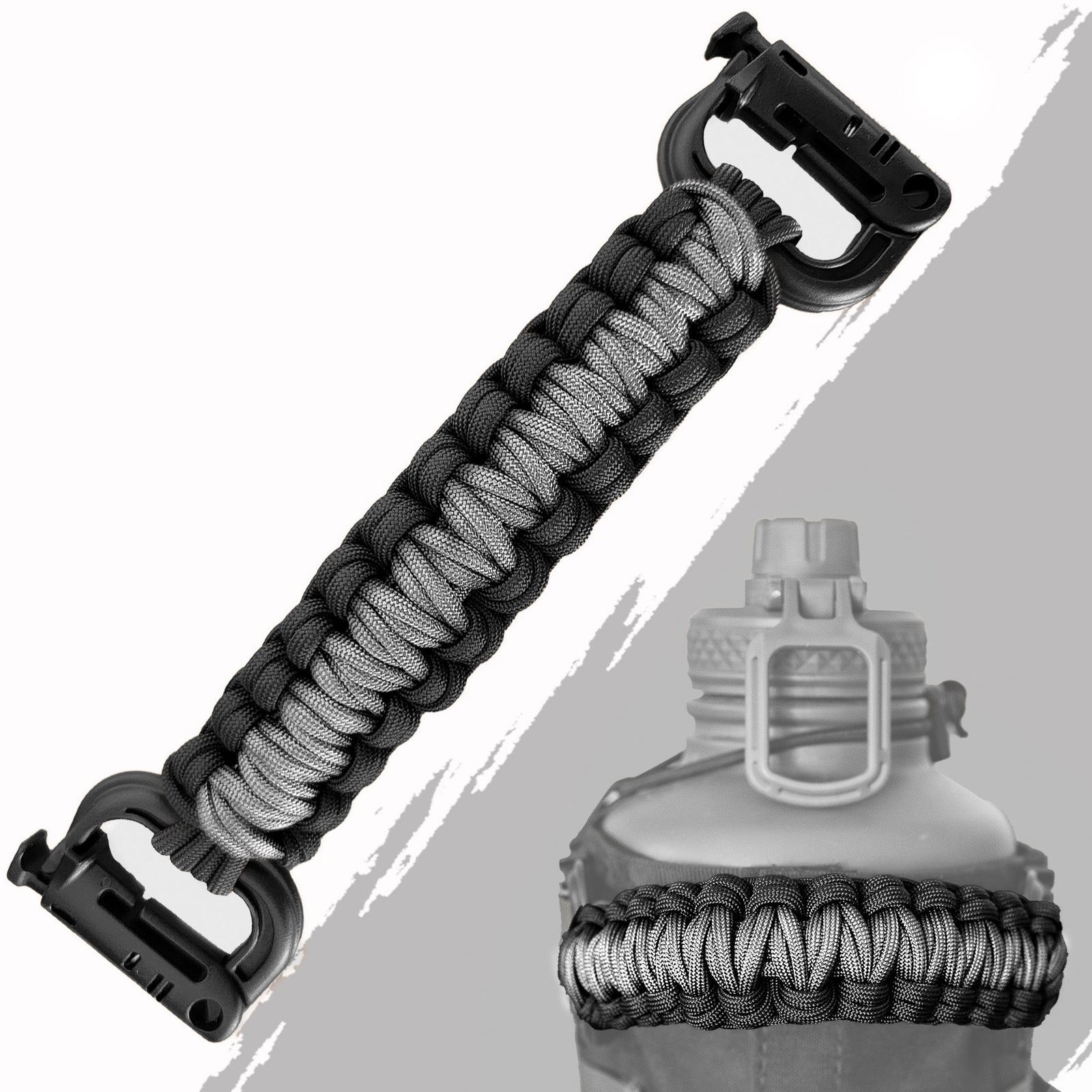 Paracord Handles - Iron Infidel-Water Bottle Accessories-Black & Grey-Ardent Patriot Apparel Co.