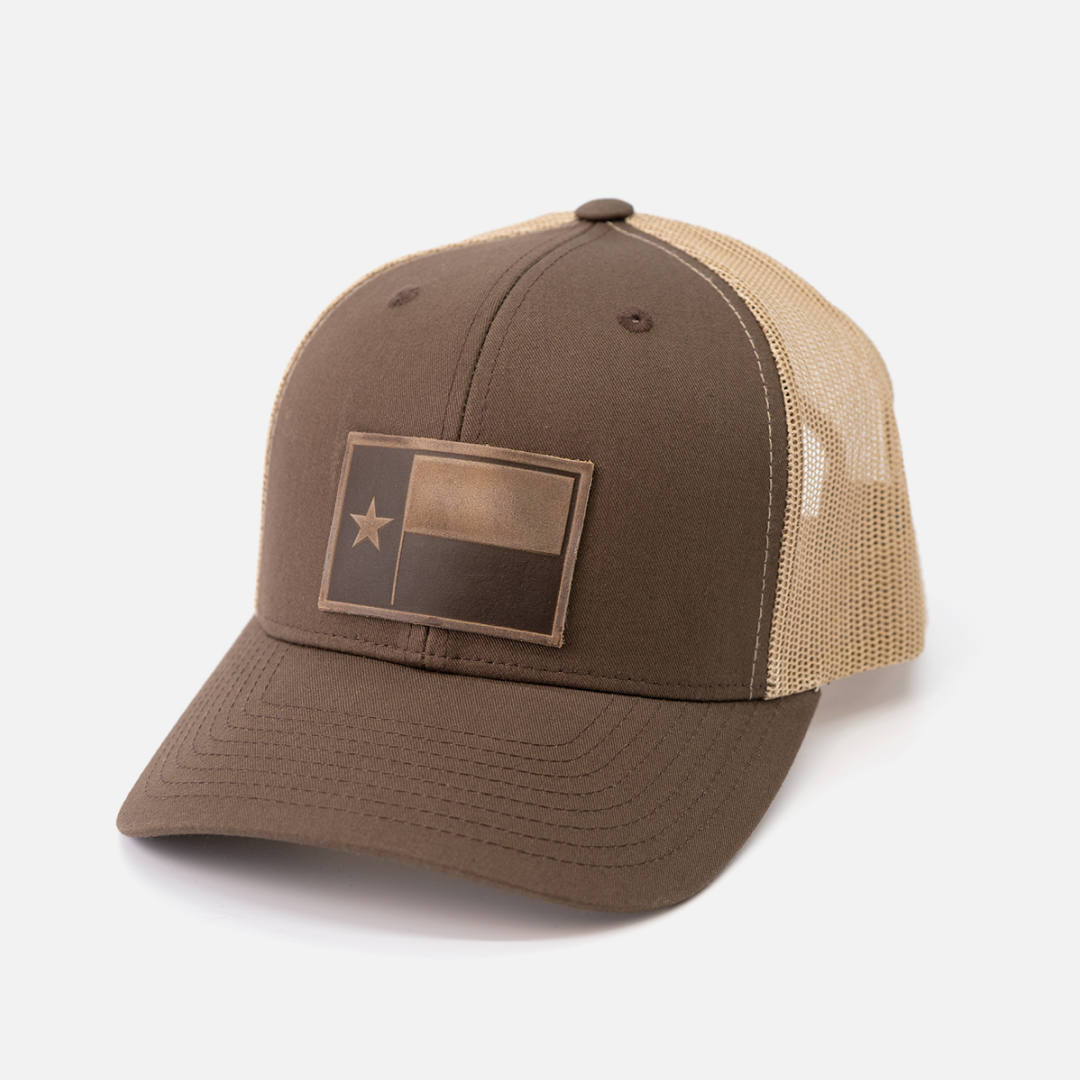 Texas Flag Hat - Range Leather Co.-Hats-Brown/Khaki-Ardent Patriot Apparel Co.