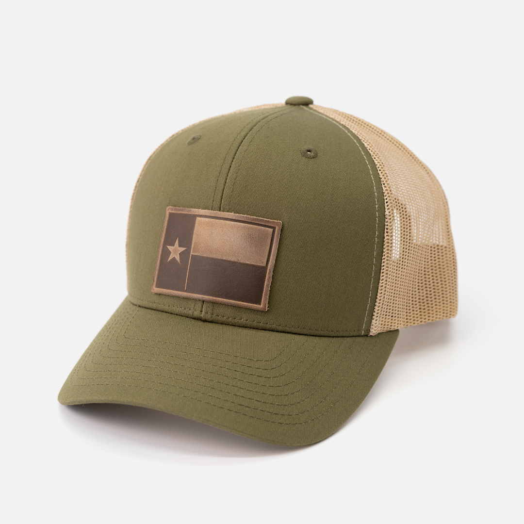 Texas Flag Hat - Range Leather Co.-Hats-Moss/Khaki-Ardent Patriot Apparel Co.