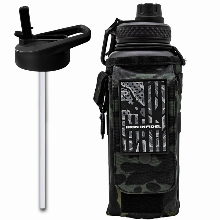 32oz Compact Battle Bottles - Iron Infidel-Water Bottles-Camo Black-Ardent Patriot Apparel Co.
