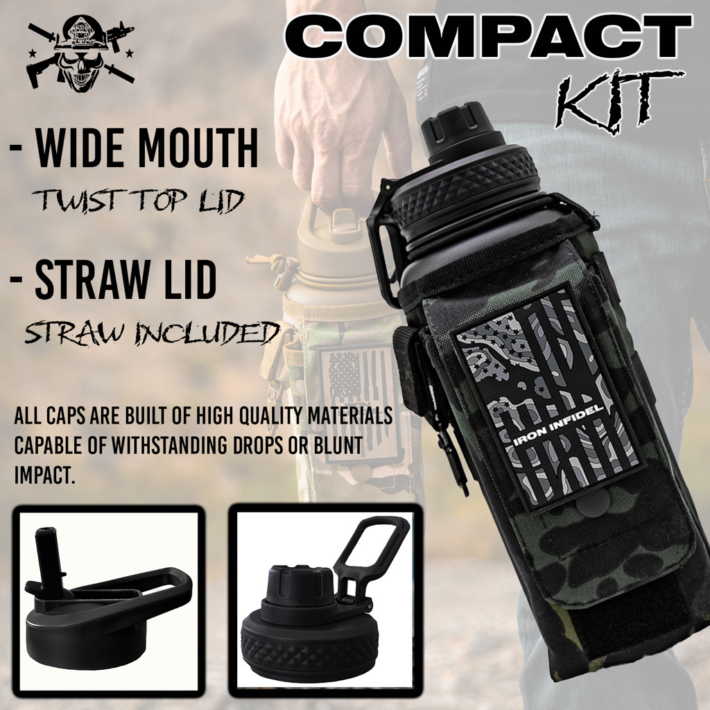 32oz Compact Battle Bottles - Iron Infidel-Water Bottles-Ardent Patriot Apparel Co.