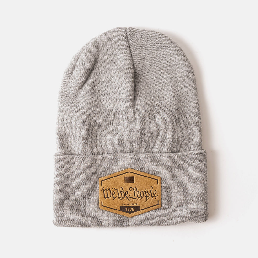 We The People Knit Beanie - Range Leather Co.-Beanie-Gray-Ardent Patriot Apparel Co.