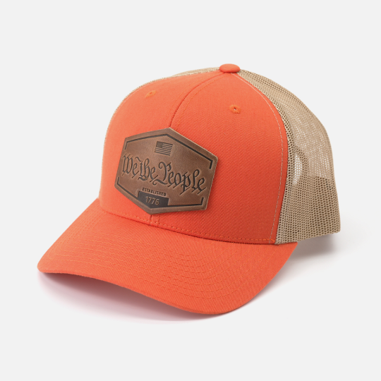 We The People Hat - Range Leather Co.-Hats-Orange/Khaki-Ardent Patriot Apparel Co.