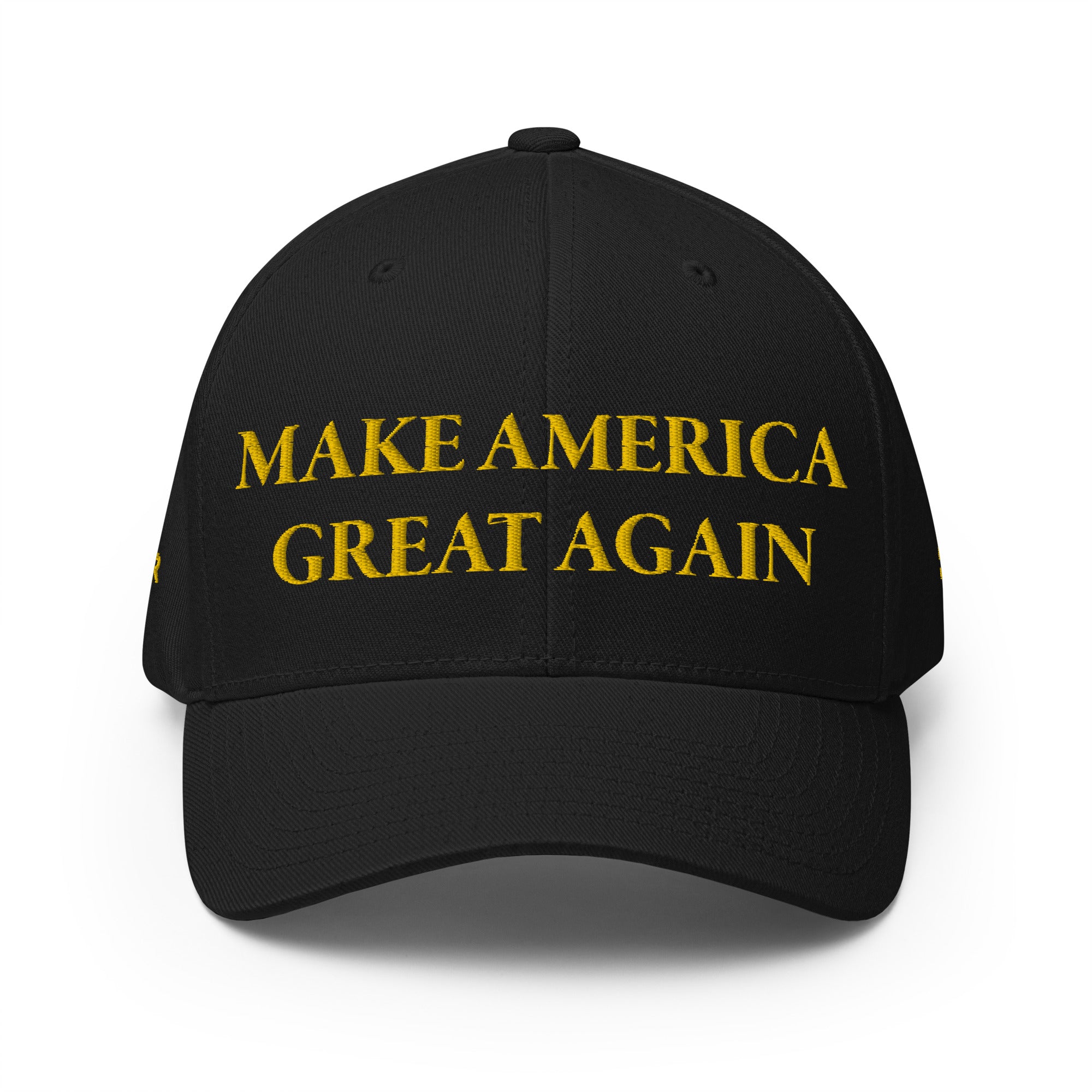 Gold Dark Maga Never Surrender Flexfit Hat-Hats-S/M-Ardent Patriot Apparel Co.