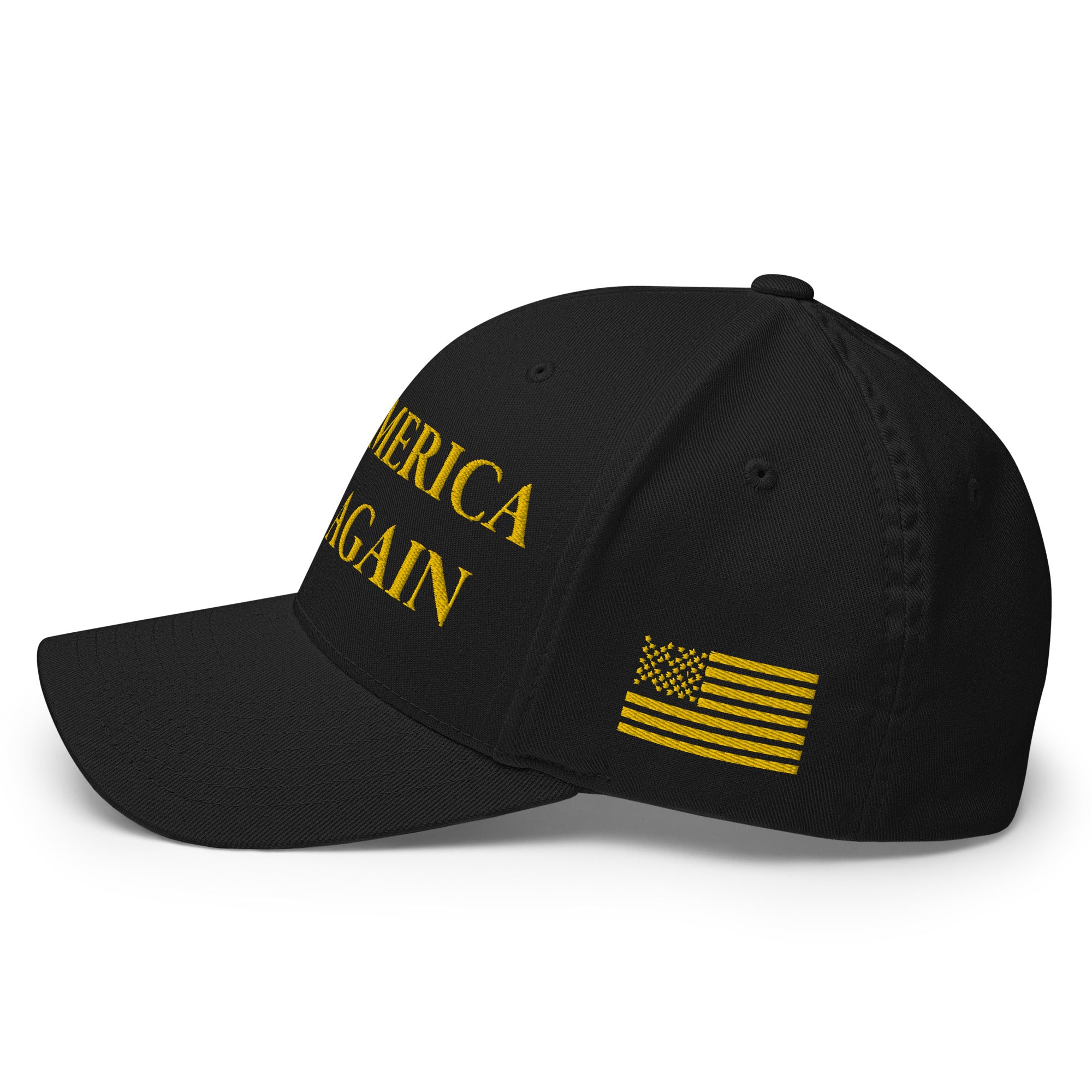 Gold Dark Maga Never Surrender Flexfit Hat-Hats-Ardent Patriot Apparel Co.