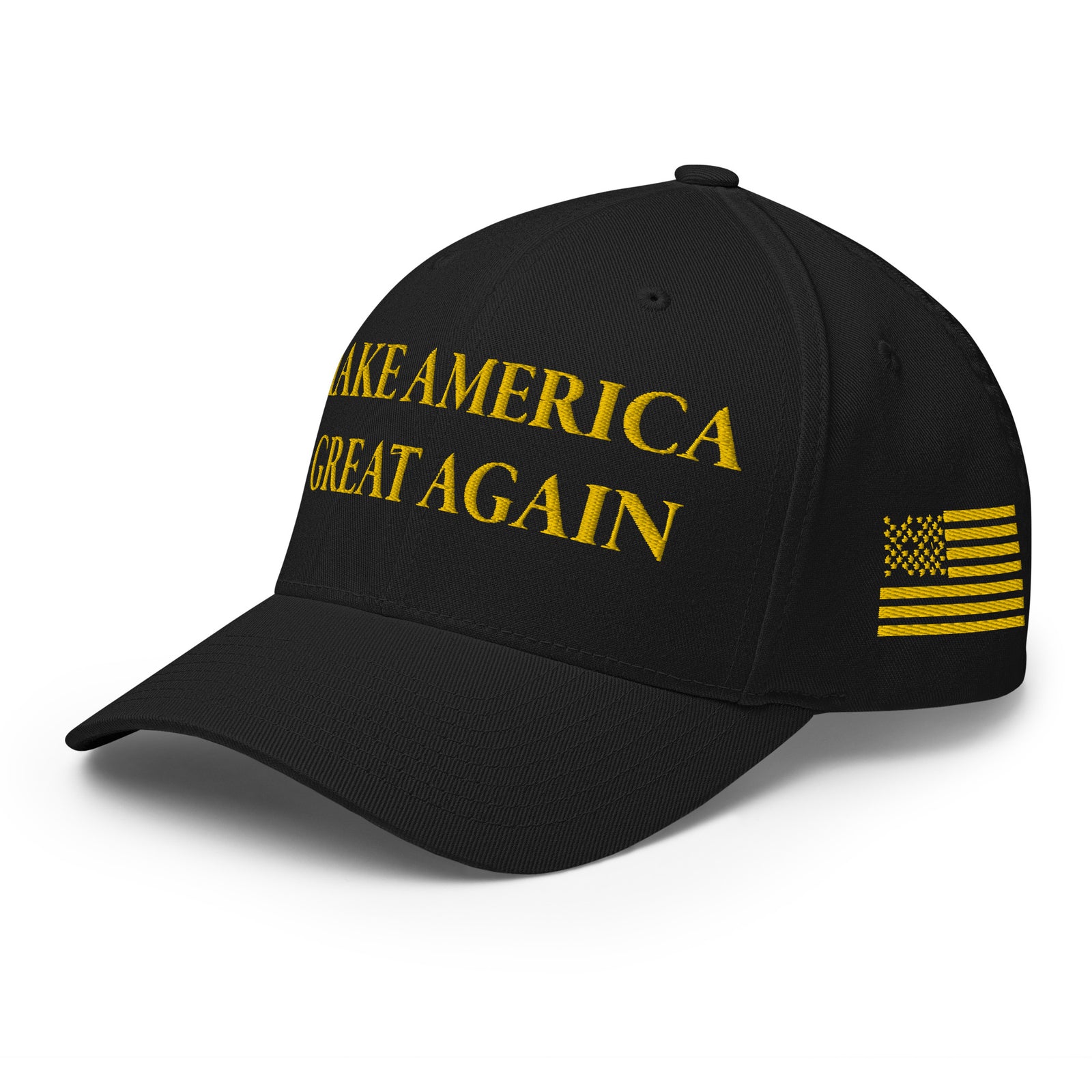 Gold Dark Maga Never Surrender Flexfit Hat-Hats-Ardent Patriot Apparel Co.