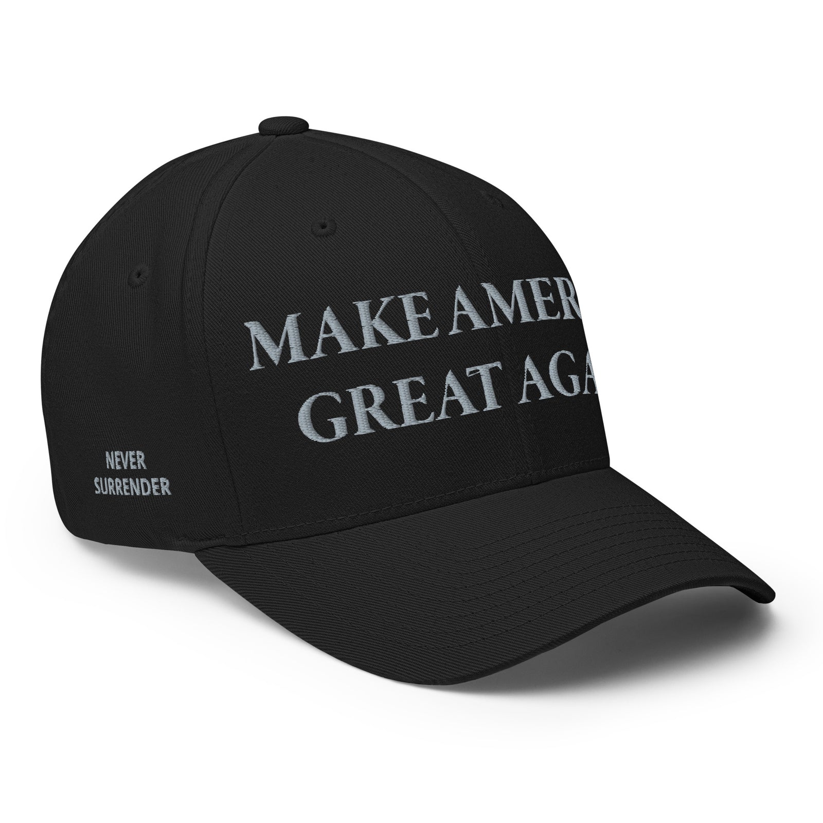 Dark Maga Never Surrender Flexfit Hat-Hats-Ardent Patriot Apparel Co.