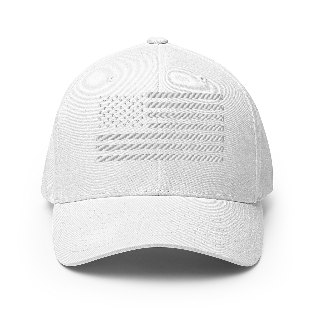 Whiteout Edition American Flag Flexfit Hat-Hats-Ardent Patriot Apparel Co.