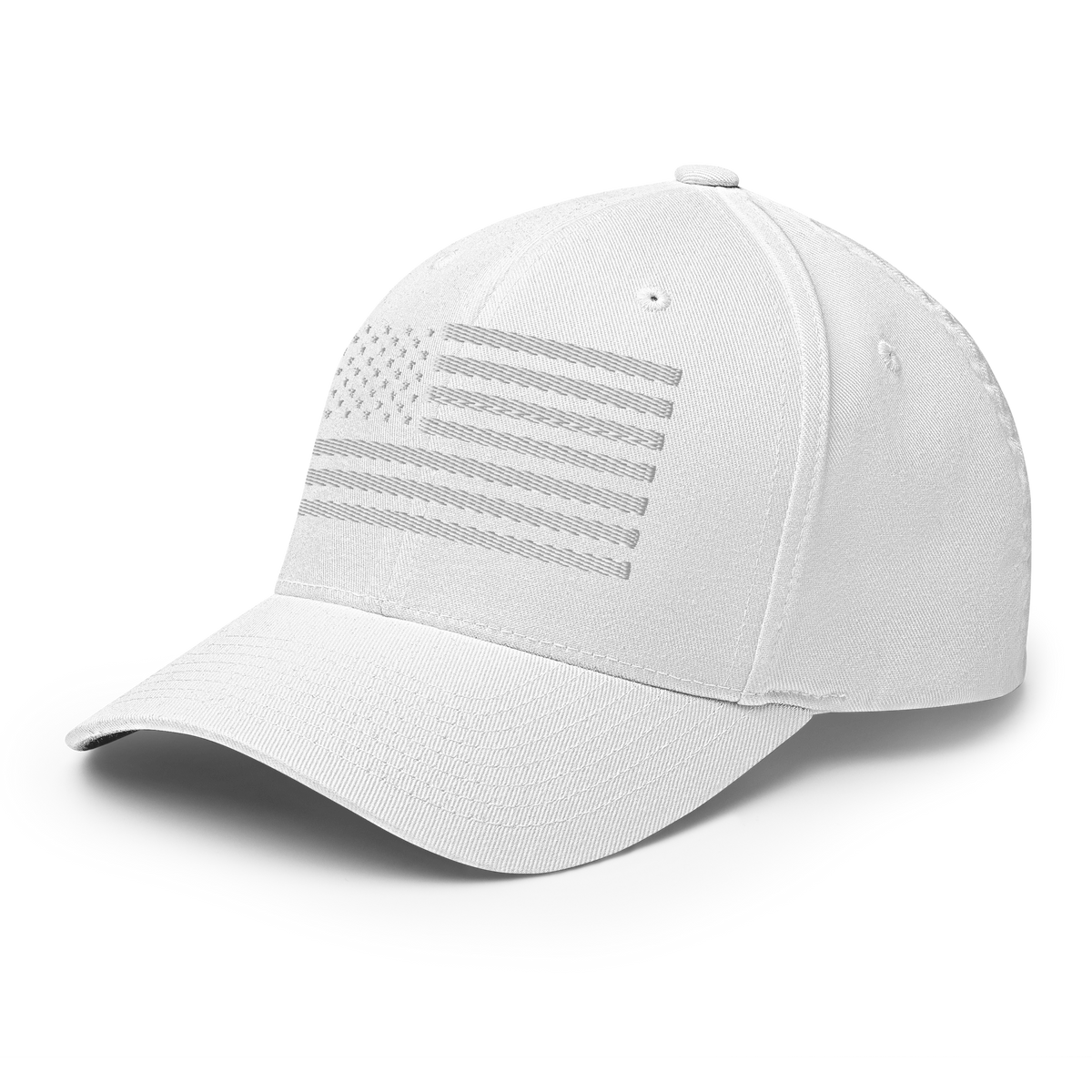 Whiteout Edition American Flag Flexfit Hat-Hats-Ardent Patriot Apparel Co.
