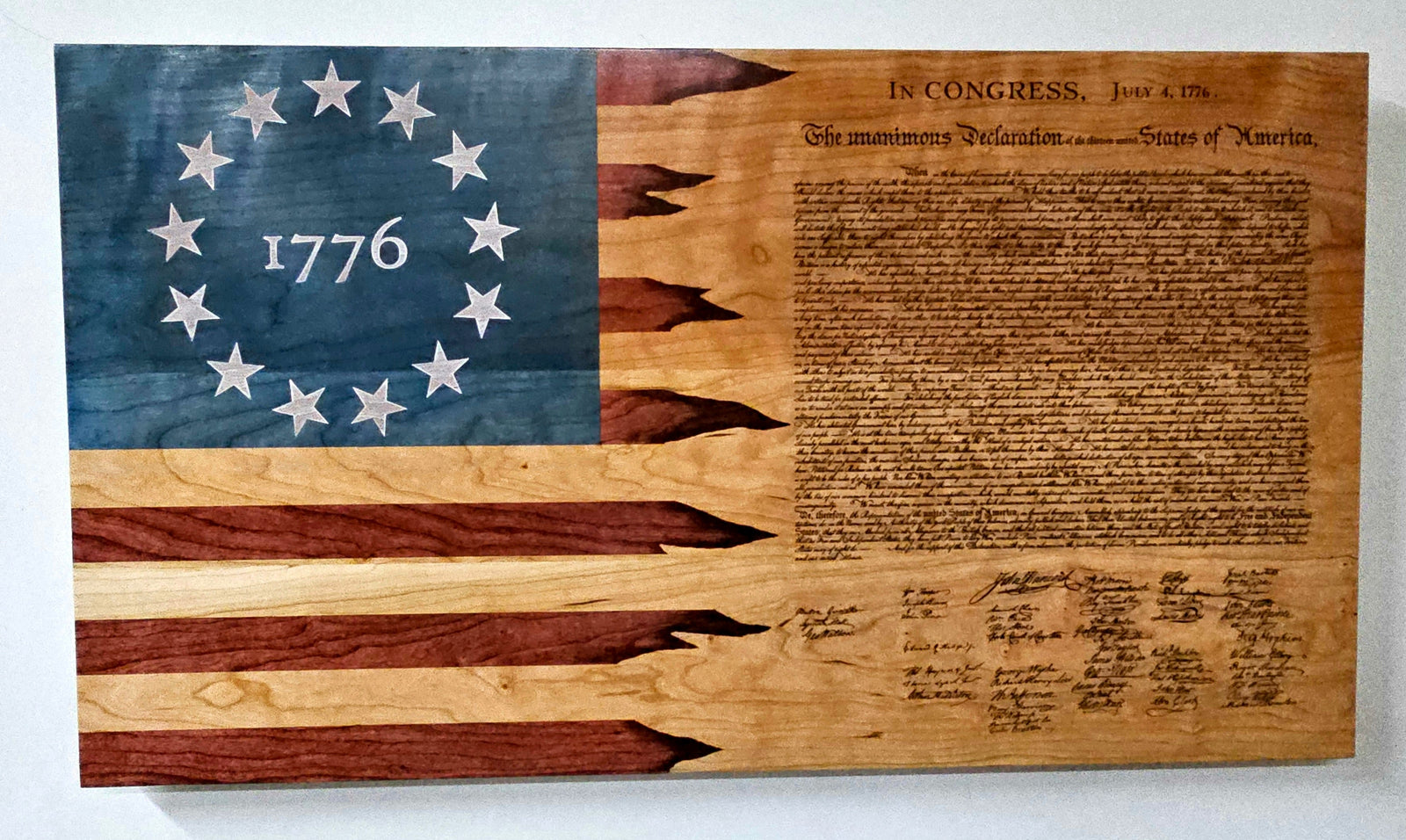 Declaration of Independence Handcrafted Patriotic Wall Flag – Made by U.S. Veterans - American Grains LLC