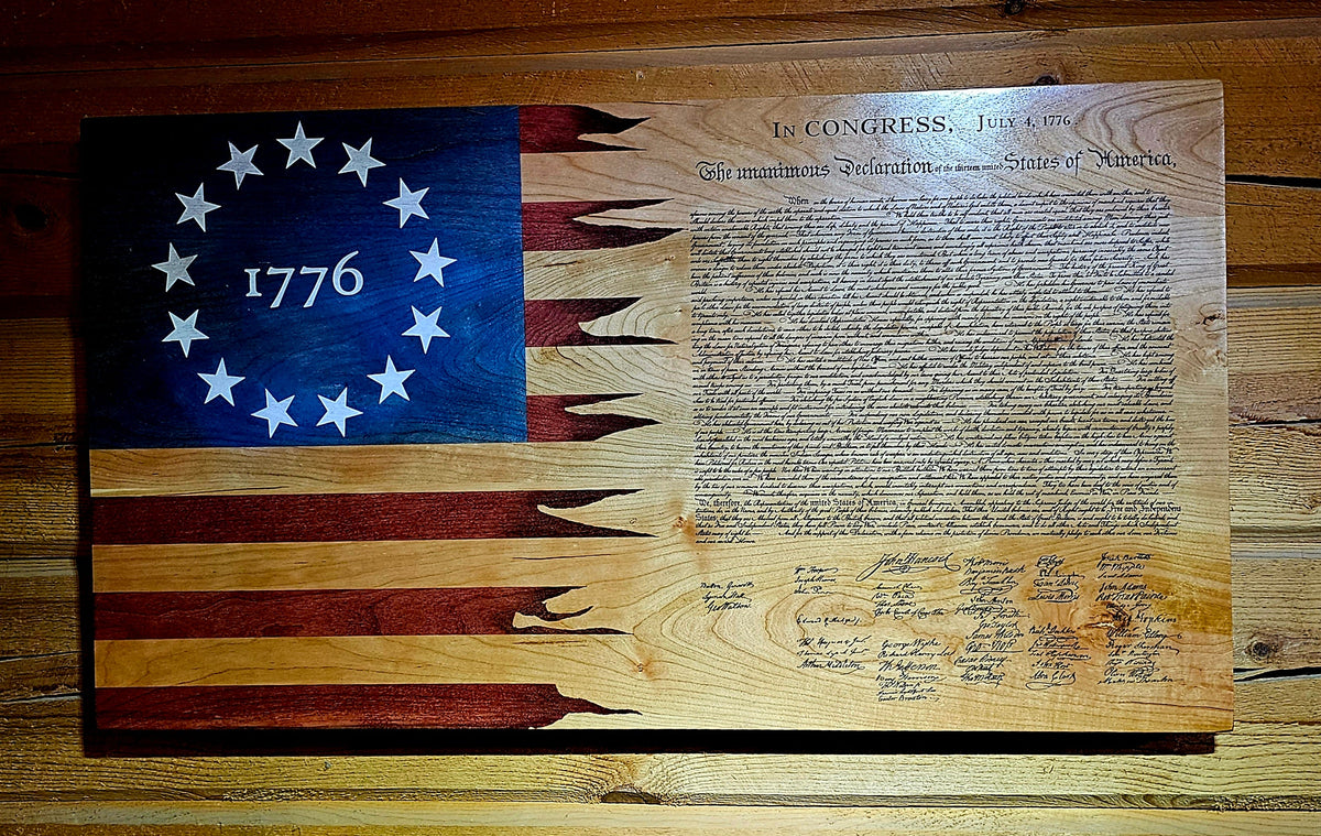 Declaration of Independence Handcrafted Patriotic Wall Flag – Made by U.S. Veterans - American Grains LLC