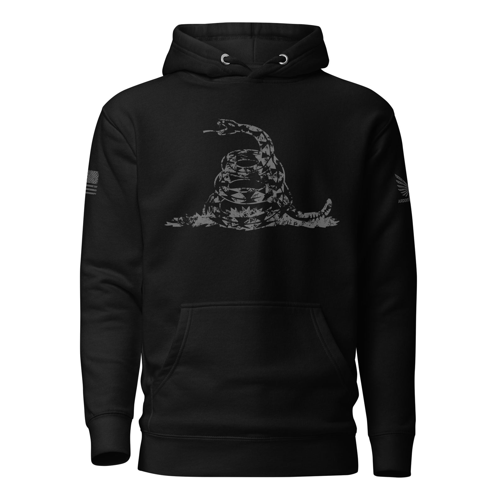 Don't Tread On Me (Black Edition) Hoodie-Premium Hoodie-S-Ardent Patriot Apparel Co.