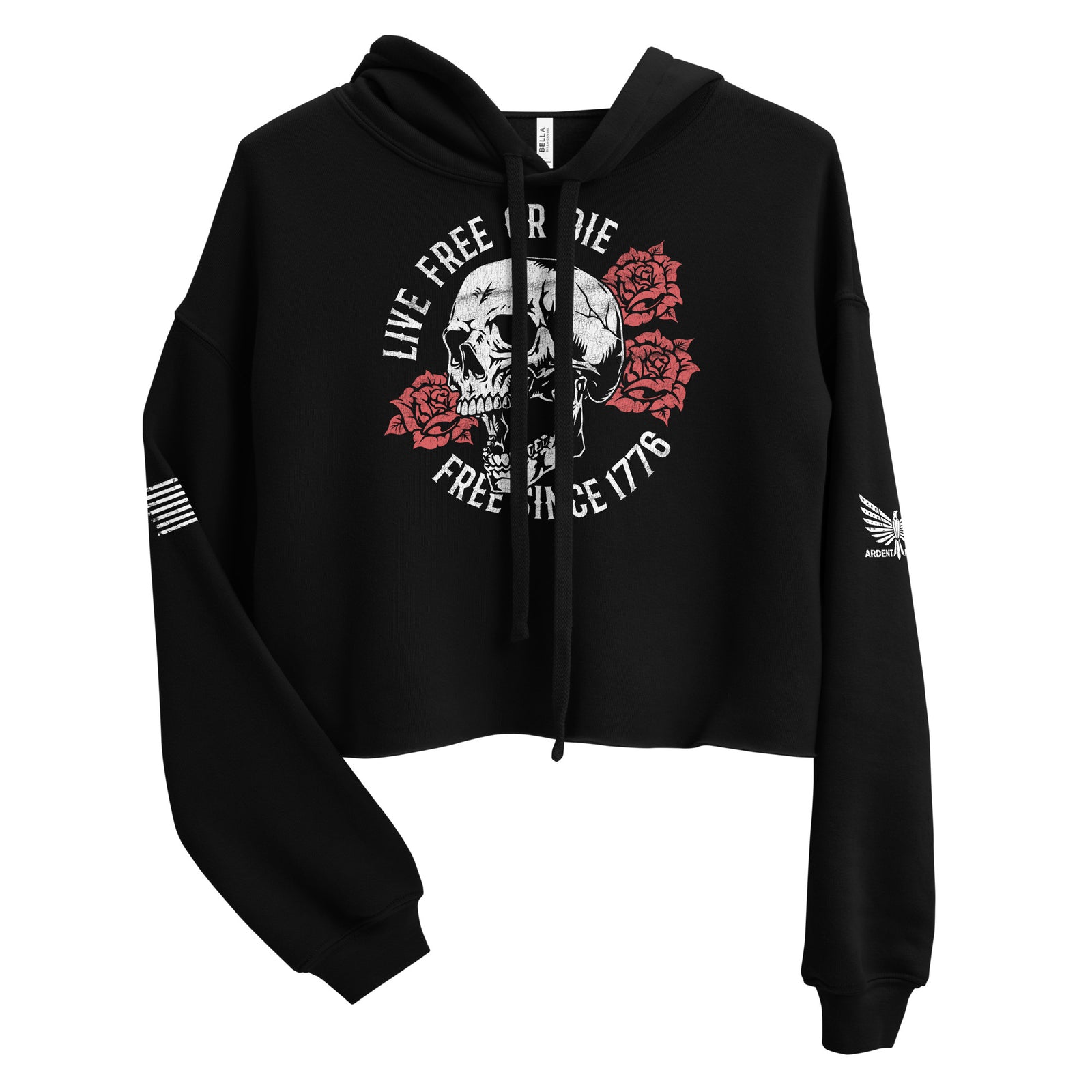 Live Free Or Die Vintage Crop Hoodie-Crop Hoodie-S-Ardent Patriot Apparel Co.