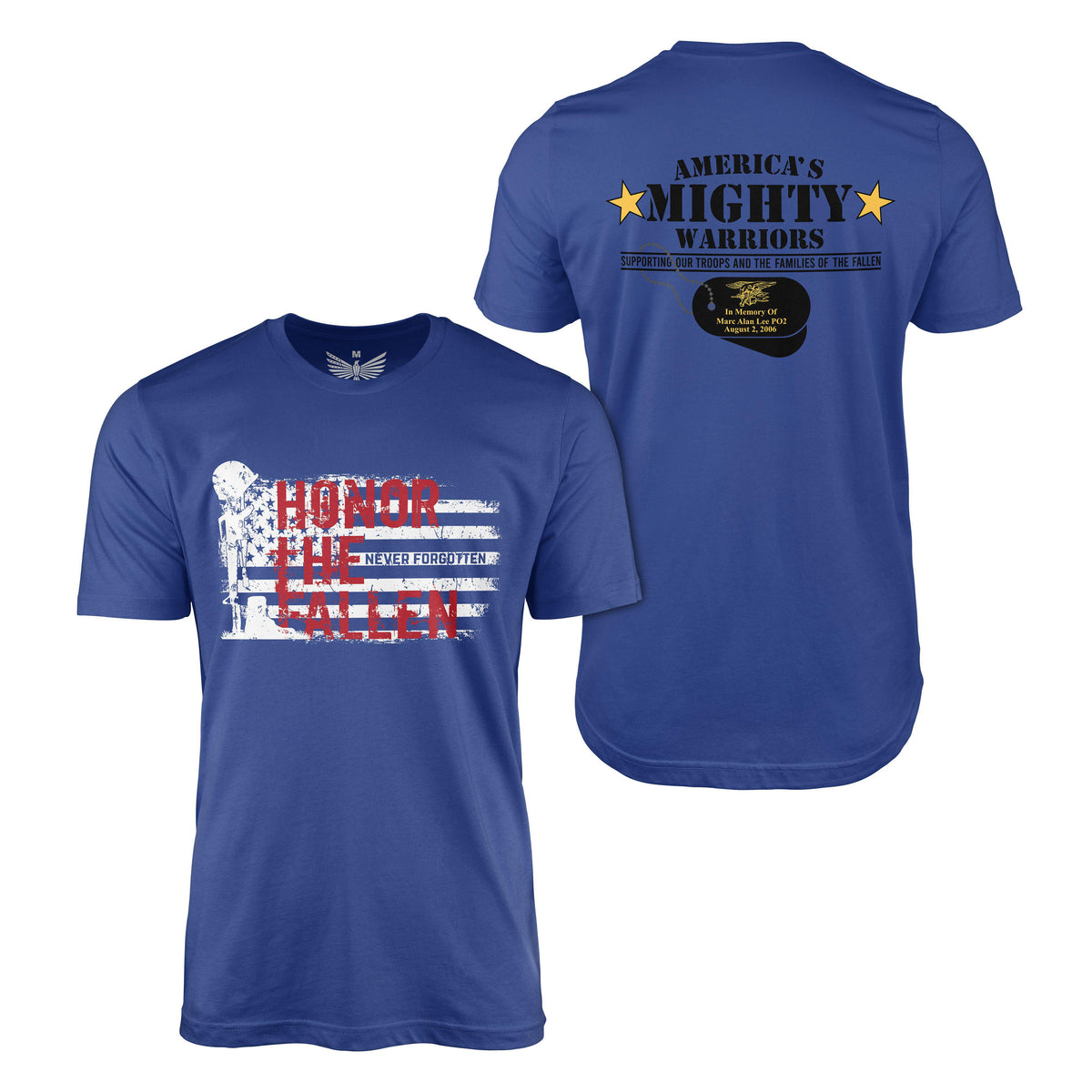 America&#39;s Mighty Warriors-Men&#39;s Shirt-True Royal-S-Ardent Patriot Apparel Co.