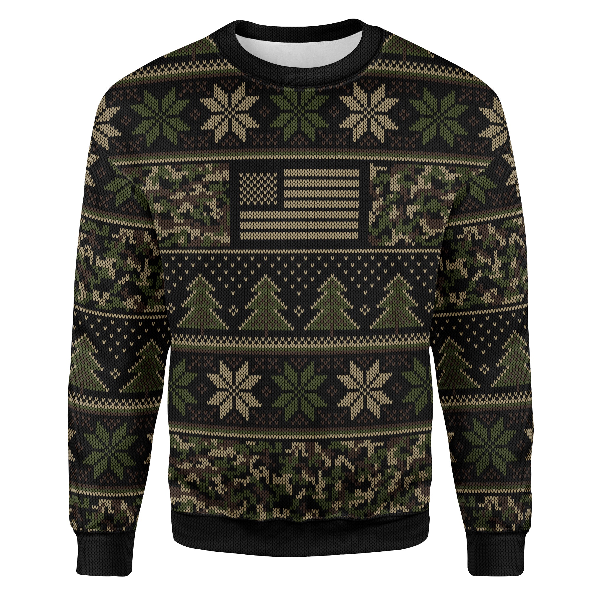 Camo Flag Ugly Christmas Sweater-Premium Sweatshirt-XS-Ardent Patriot Apparel Co.