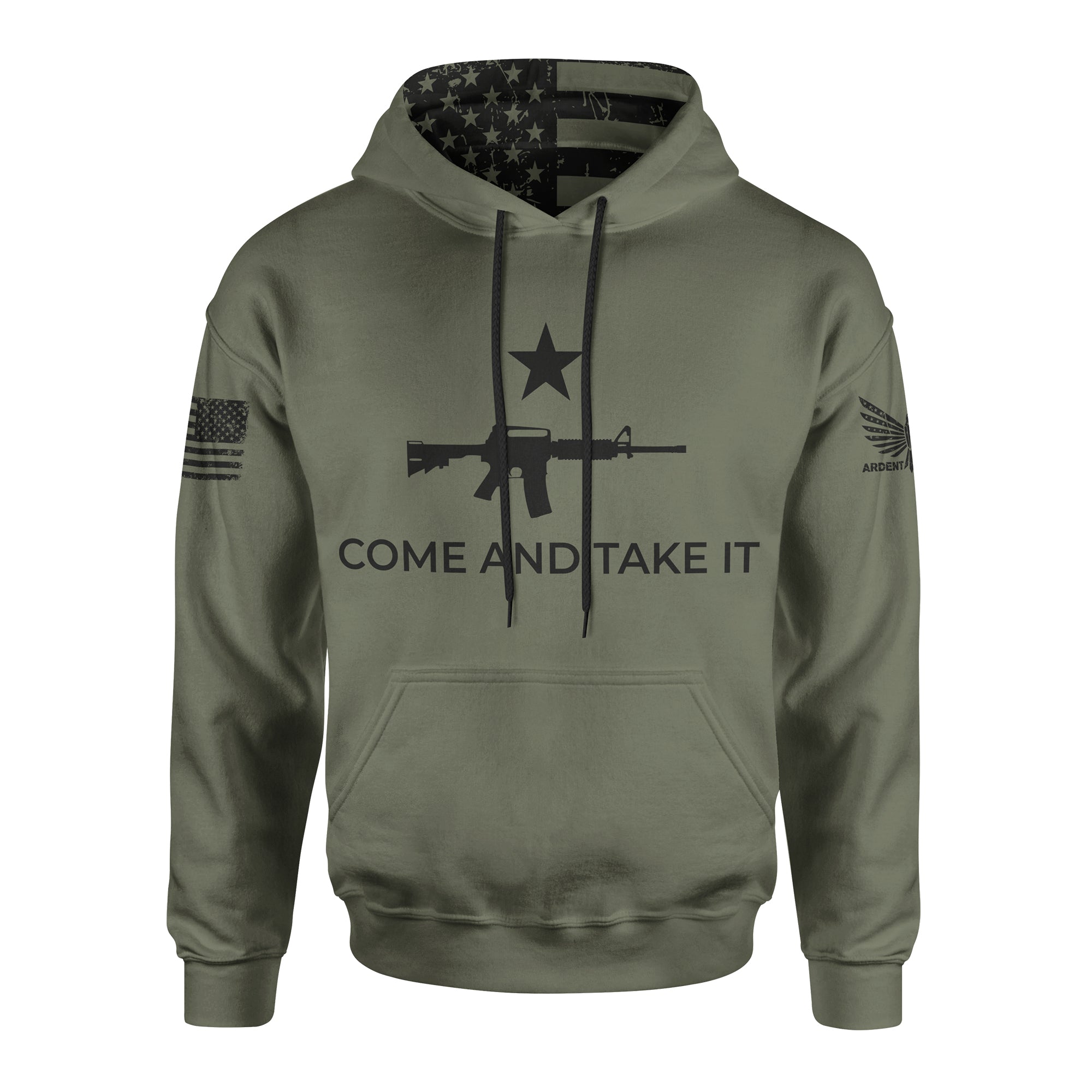 Come And Take It Hoodie Military Green-Premium Hoodie-XS-Ardent Patriot Apparel Co.