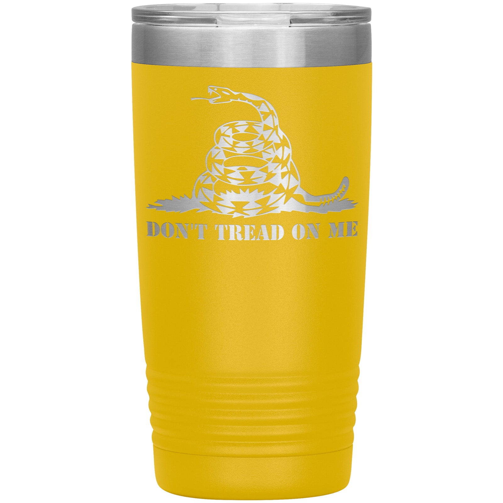 Don't Tread On Me Tumbler 20oz-Tumblers-Yellow Tumbler-Ardent Patriot Apparel Co.