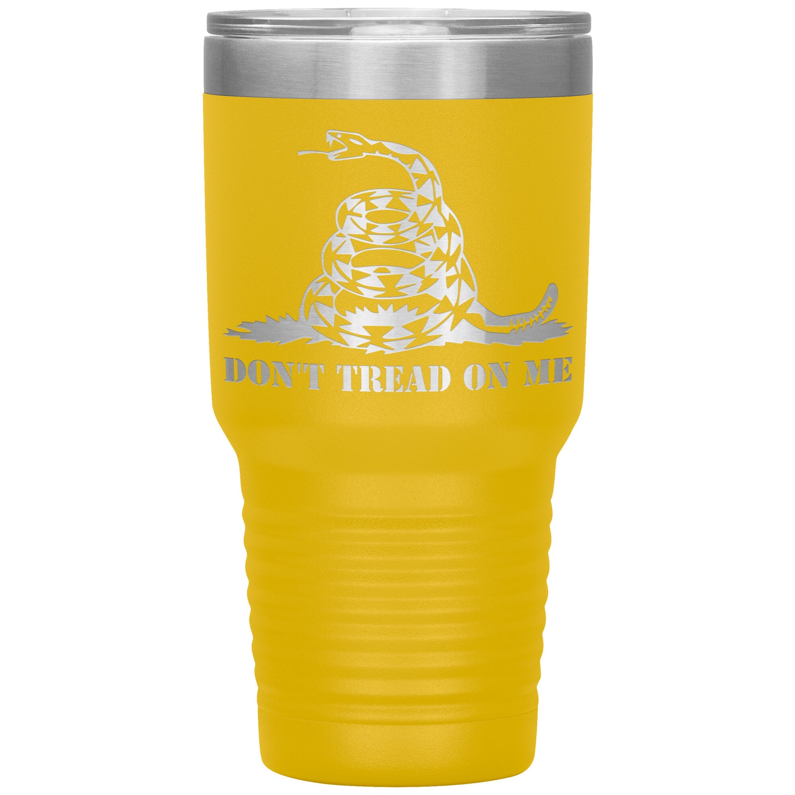 Don't Tread On Me Tumbler 30oz-Tumblers-Yellow Tumbler-Ardent Patriot Apparel Co.