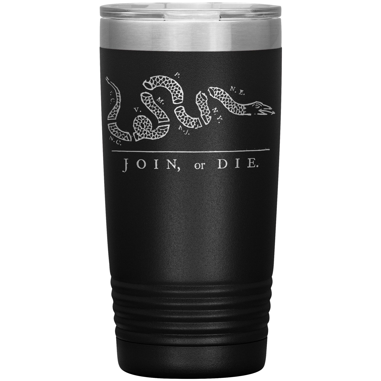 Join Or Die Tumbler 20oz-Tumblers-Black Tumbler-Ardent Patriot Apparel Co.