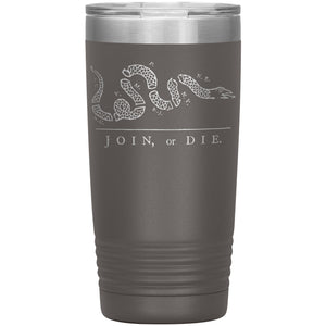 Join Or Die Tumbler 20oz-Tumblers-Pewter Tumbler-Ardent Patriot Apparel Co.