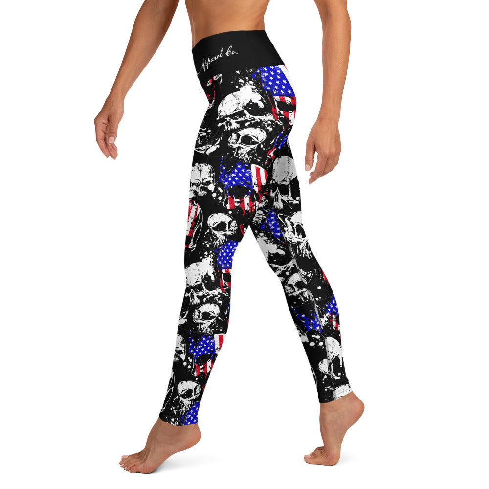 Patriot Skull Leggings-Leggings-Ardent Patriot Apparel Co.