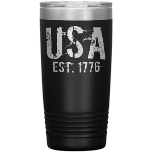 USA Est. 1776 Tumbler 20oz-Tumblers-Black Tumbler-Ardent Patriot Apparel Co.