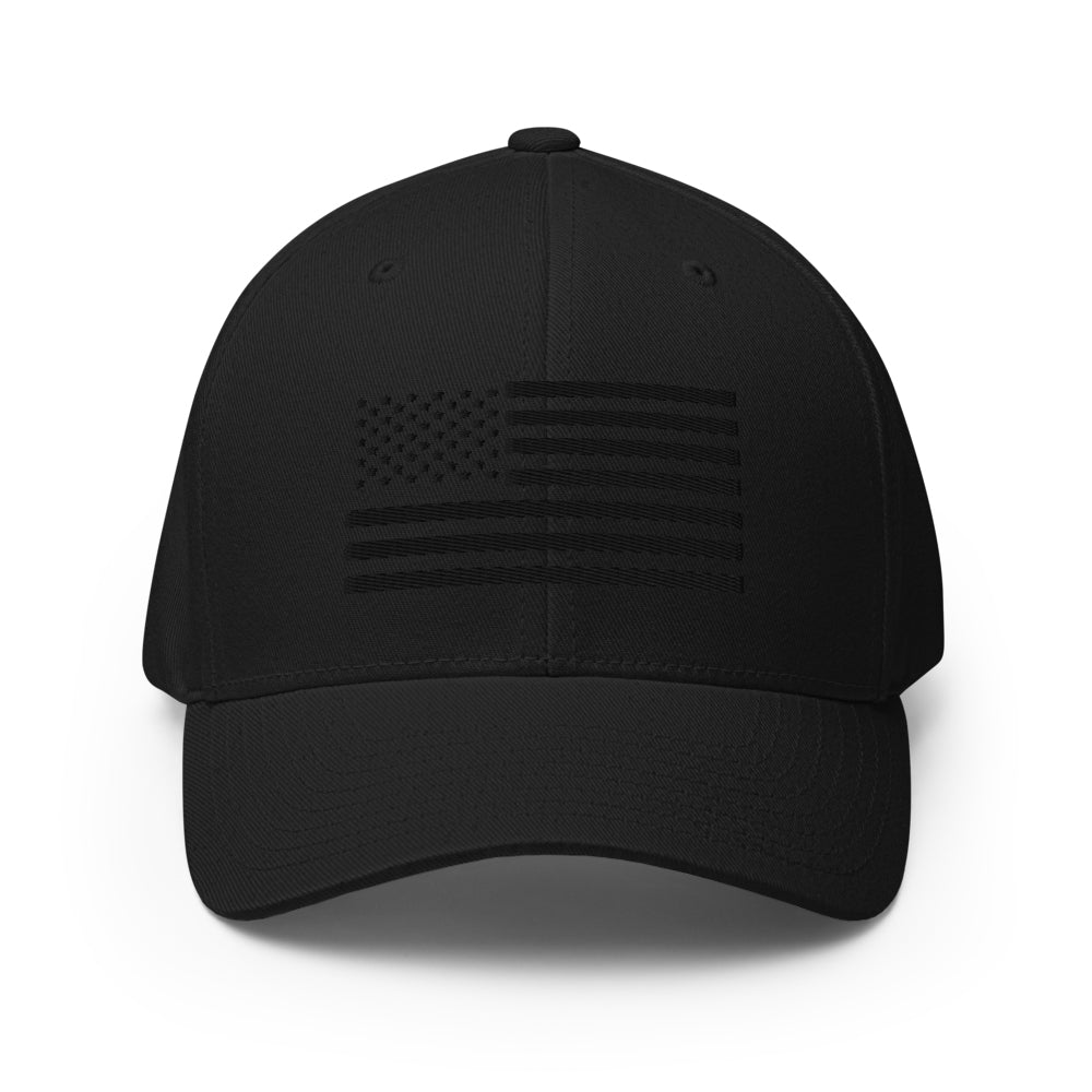 Blackout Edition American Flag Flexfit Hat-Hats-Ardent Patriot Apparel Co.